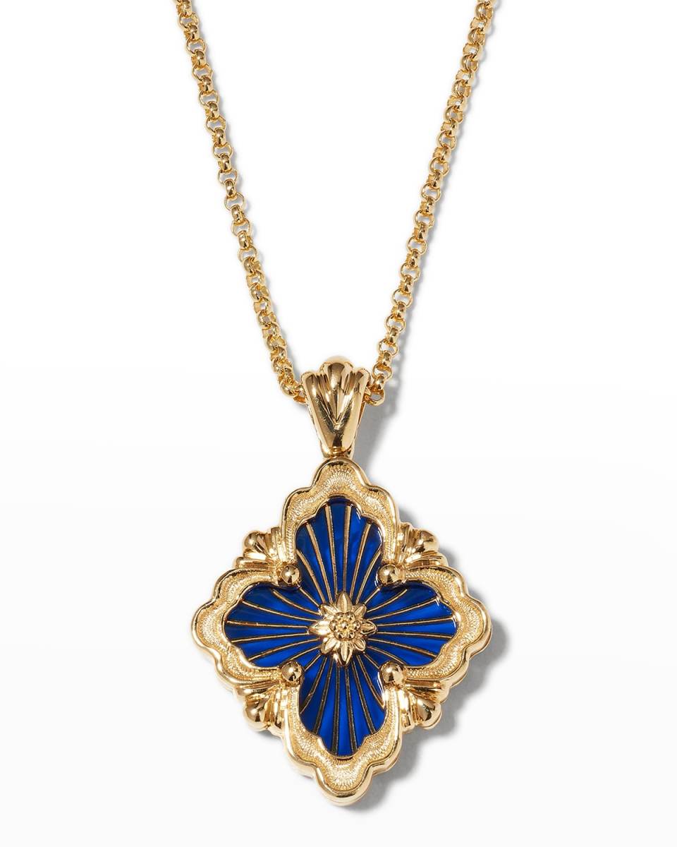 Opera Tulle Pendant Necklace in Big Motif Blue and 18K Yellow Gold
